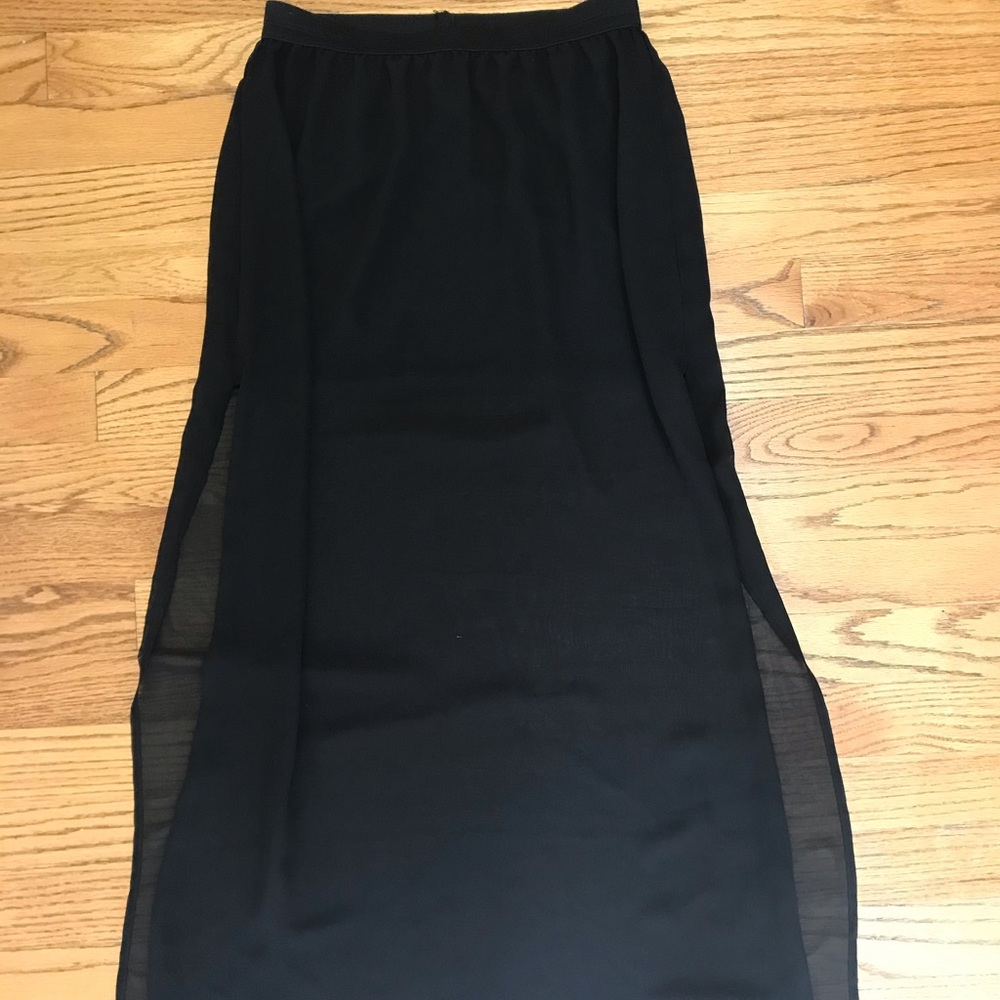 Long black mesh skirt
